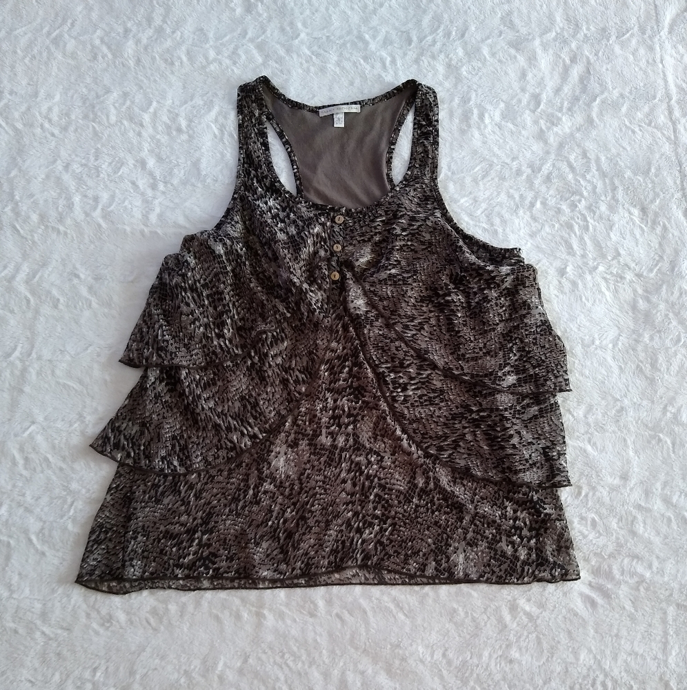 Sarah Spencer Snake Print Tiered Tank